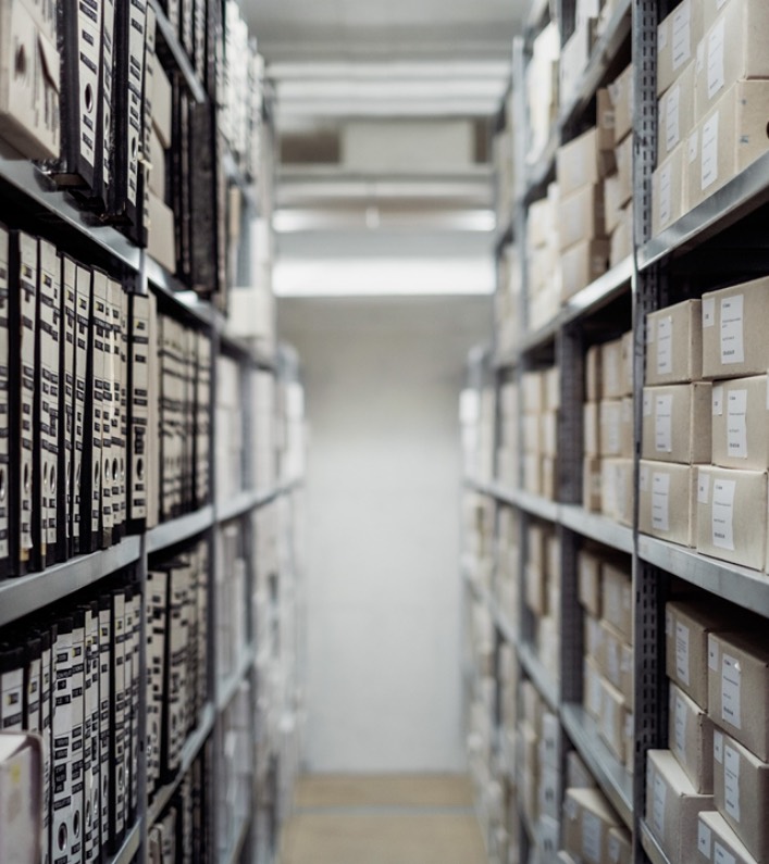 Shelves of archived files